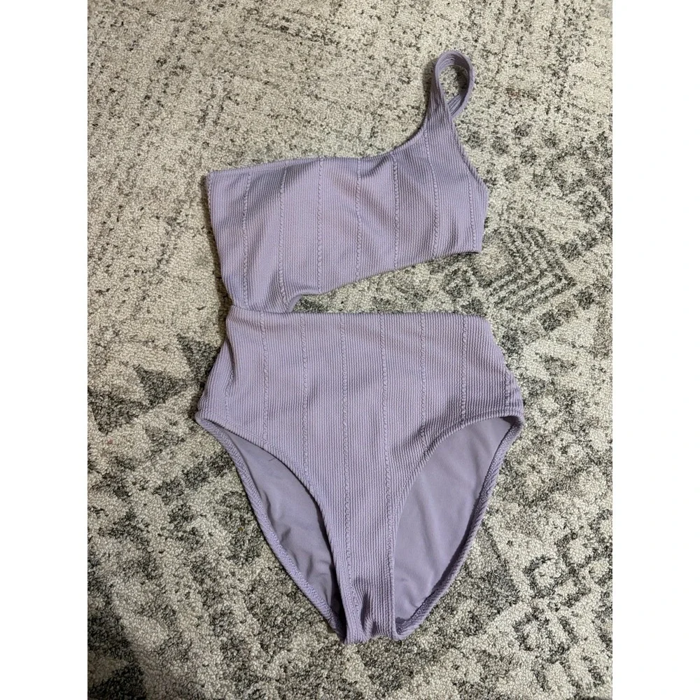 Aerie Light Purple A Symmetrical One Piece Crinkle Swimsuit Size Xs